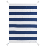 Outside The Box 50x60 Navy & White Stripe Hand Stitched 100% Cotton Blend Throw - 80217