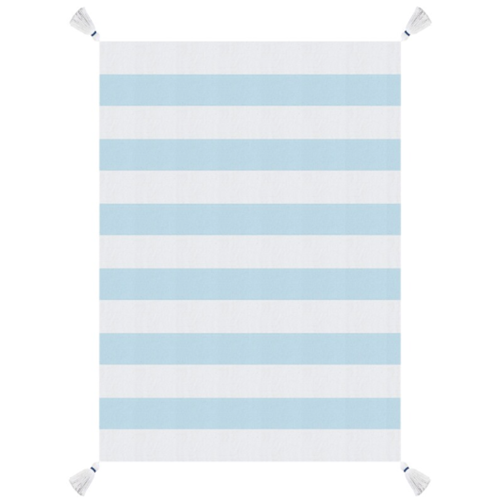 Outside The Box 50x60 Corydalis Blue & White Strip Hand Stitched 100% Cotton Blend Throw - 80210