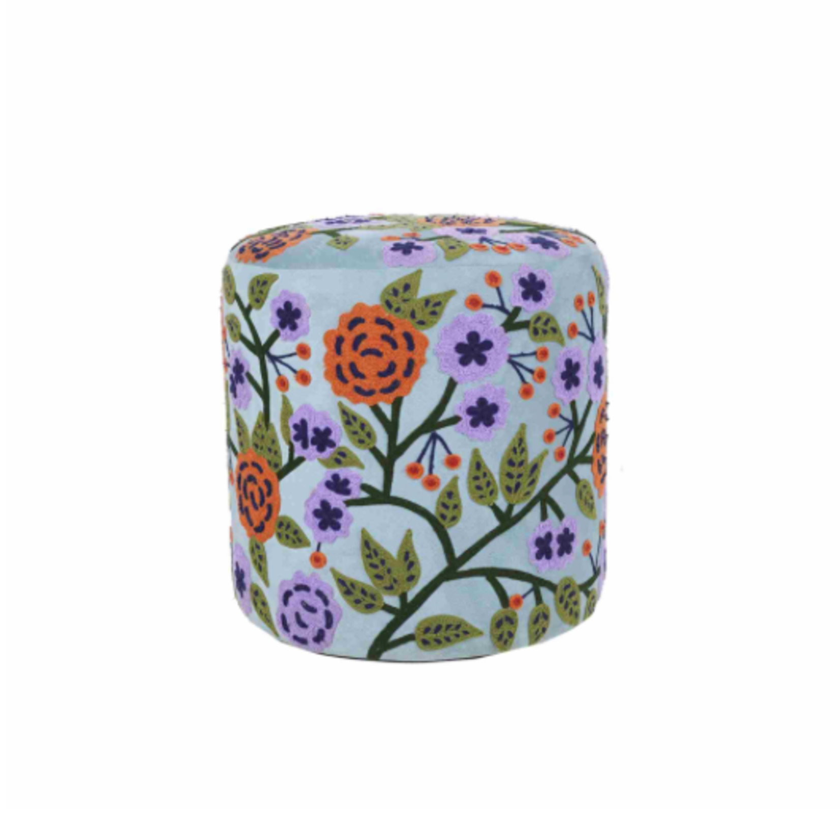 Outside The Box 18x20 Blue Multi Color Floral Ottoman