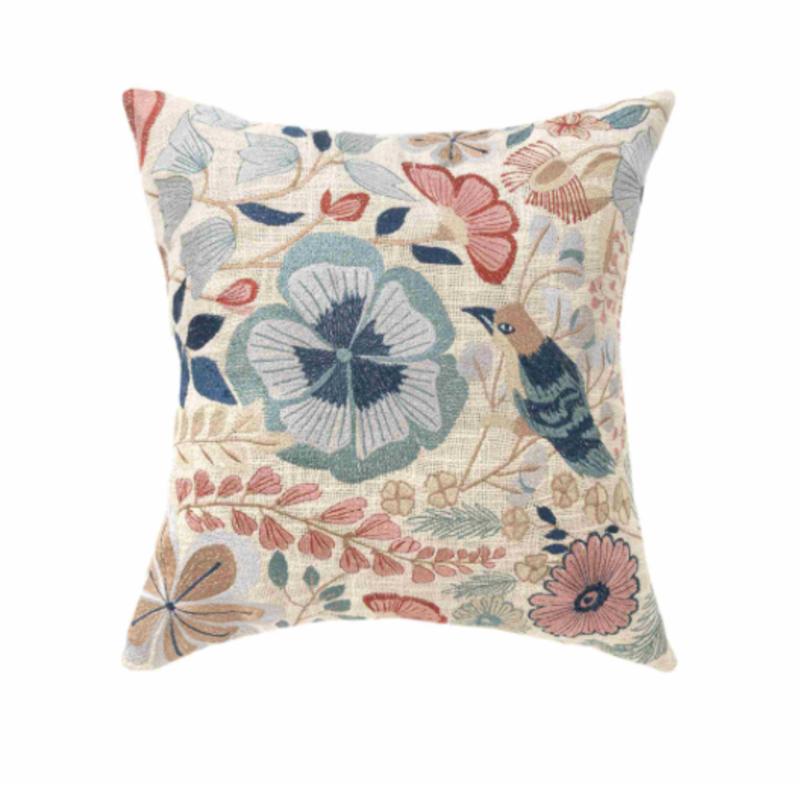 Outside The Box 24x24 Ivory Multi Color Hand Woven 100% Cotton Feather Down Pillow