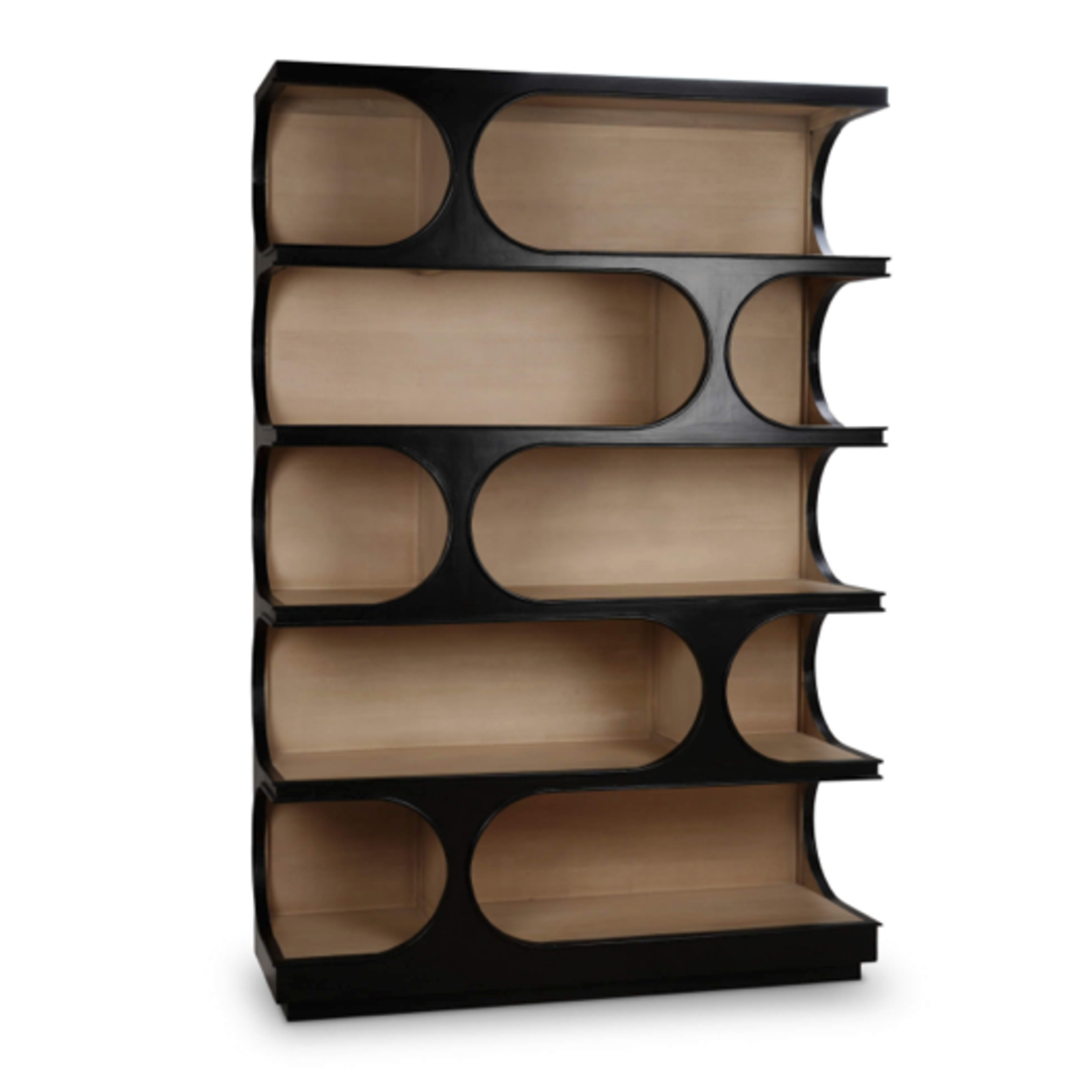 Outside The Box 59x18x87 Vannes Crescent Mahogany Wood Bookcase In Batavia Black - BBA