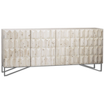 Outside The Box 84x19x37 Montero Reclaimed Pine Wood & Iron Base 4 Door Sideboard In Gray Wash