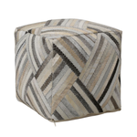 Outside The Box 16x16 Edith Gray / Brown & Natural Goat Hide Square Pouf / Ottoman