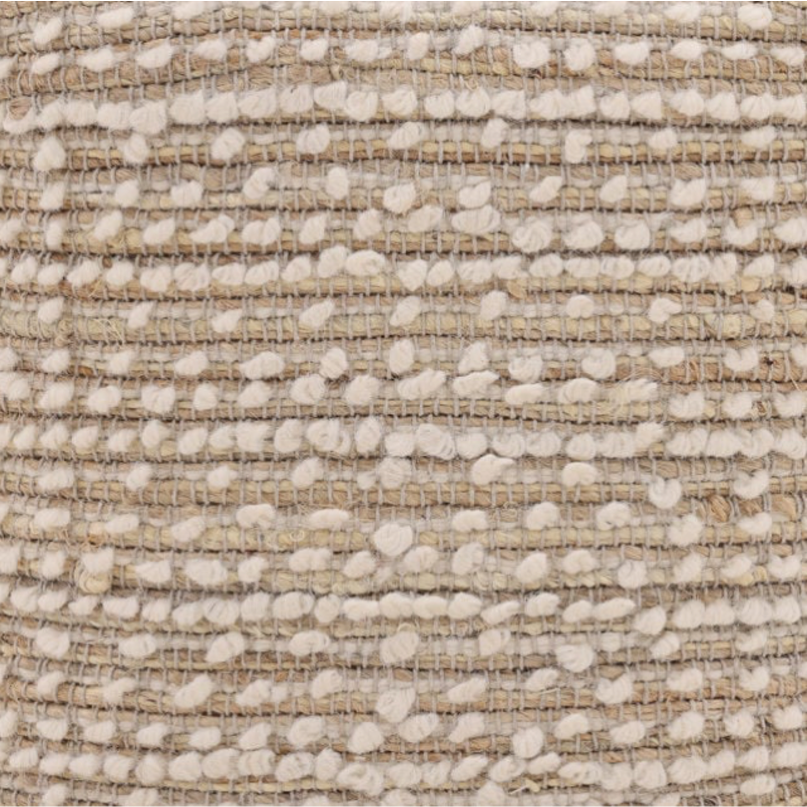 Outside The Box 16x18 Yuri  Ivory Hand Woven Wool & Jute Square Pouf