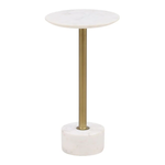 Outside The Box 14x25 Rachael White Marble & Antique Brass Side Table