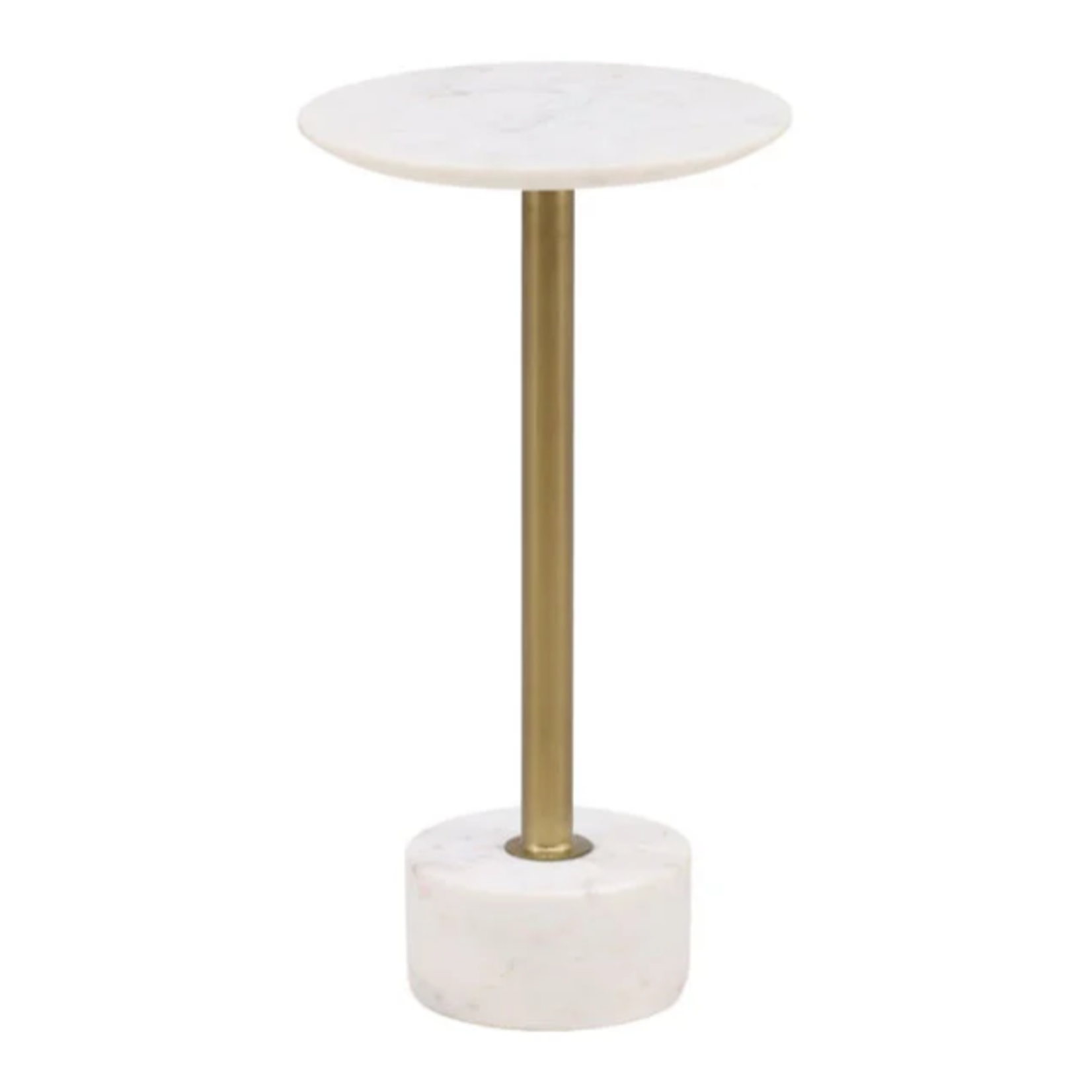 Outside The Box 14x25 Rachael White Marble & Antique Brass Side Table