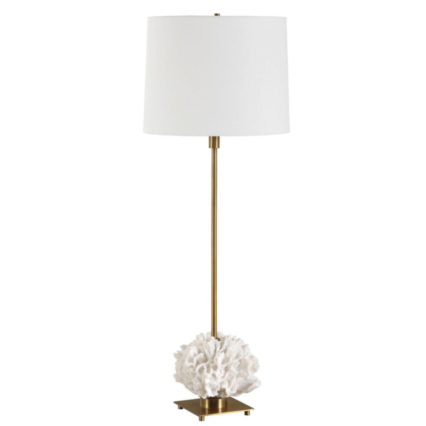 Outside The Box 36" Uttermost Caronia Ivory Coral & Antique Brass Base Table Lamp