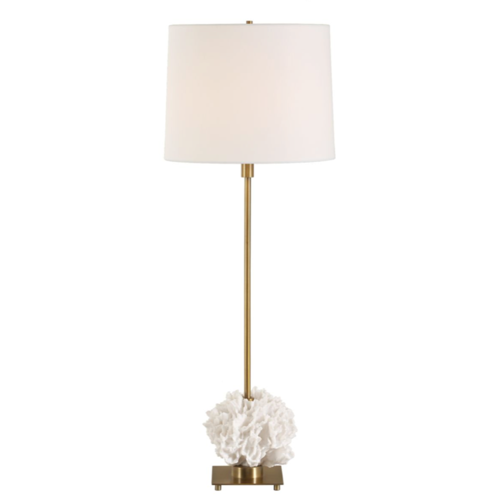 Outside The Box 36" Uttermost Caronia Ivory Coral & Antique Brass Base Table Lamp