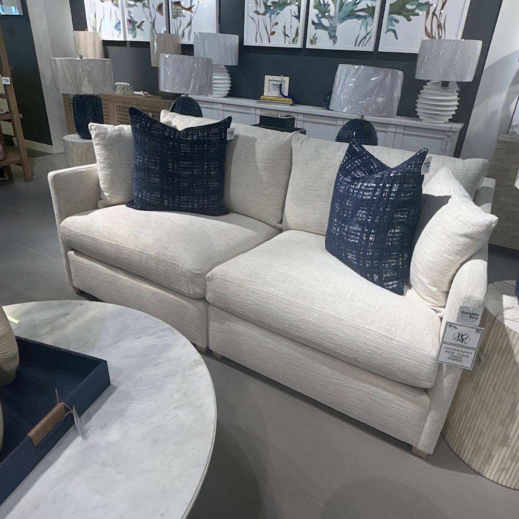 Outside The Box 84" Serena Bone White Lounge Harmony Cushion Modular Upholstered Sofa BU104-43 (AA)