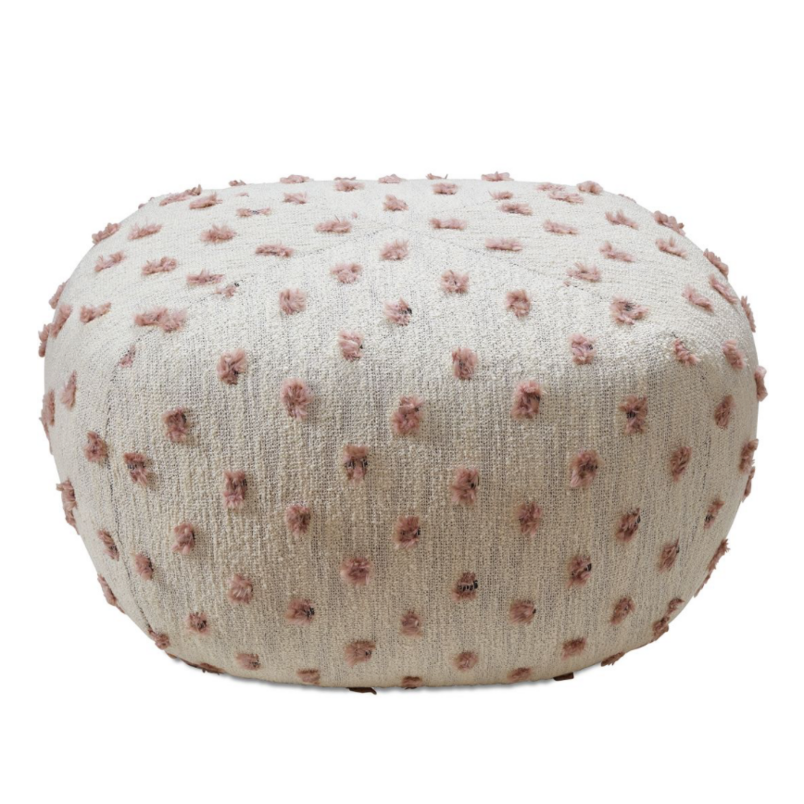 Outside The Box 28x17x22 Fluff Petal Off-White With Puffs Dots In Soft Pink Ottoman