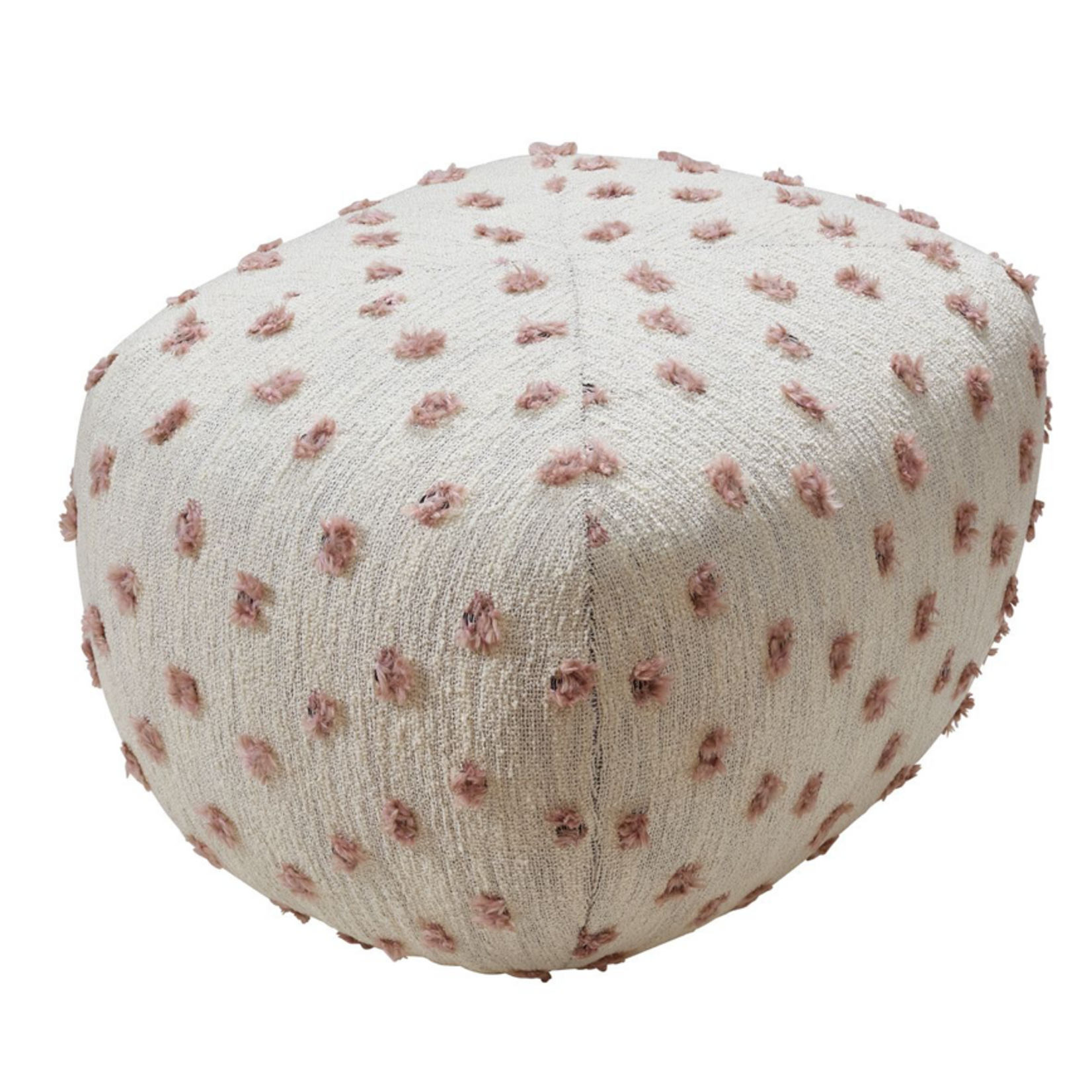 Outside The Box 28x17x22 Fluff Petal Off-White With Puffs Dots In Soft Pink Ottoman