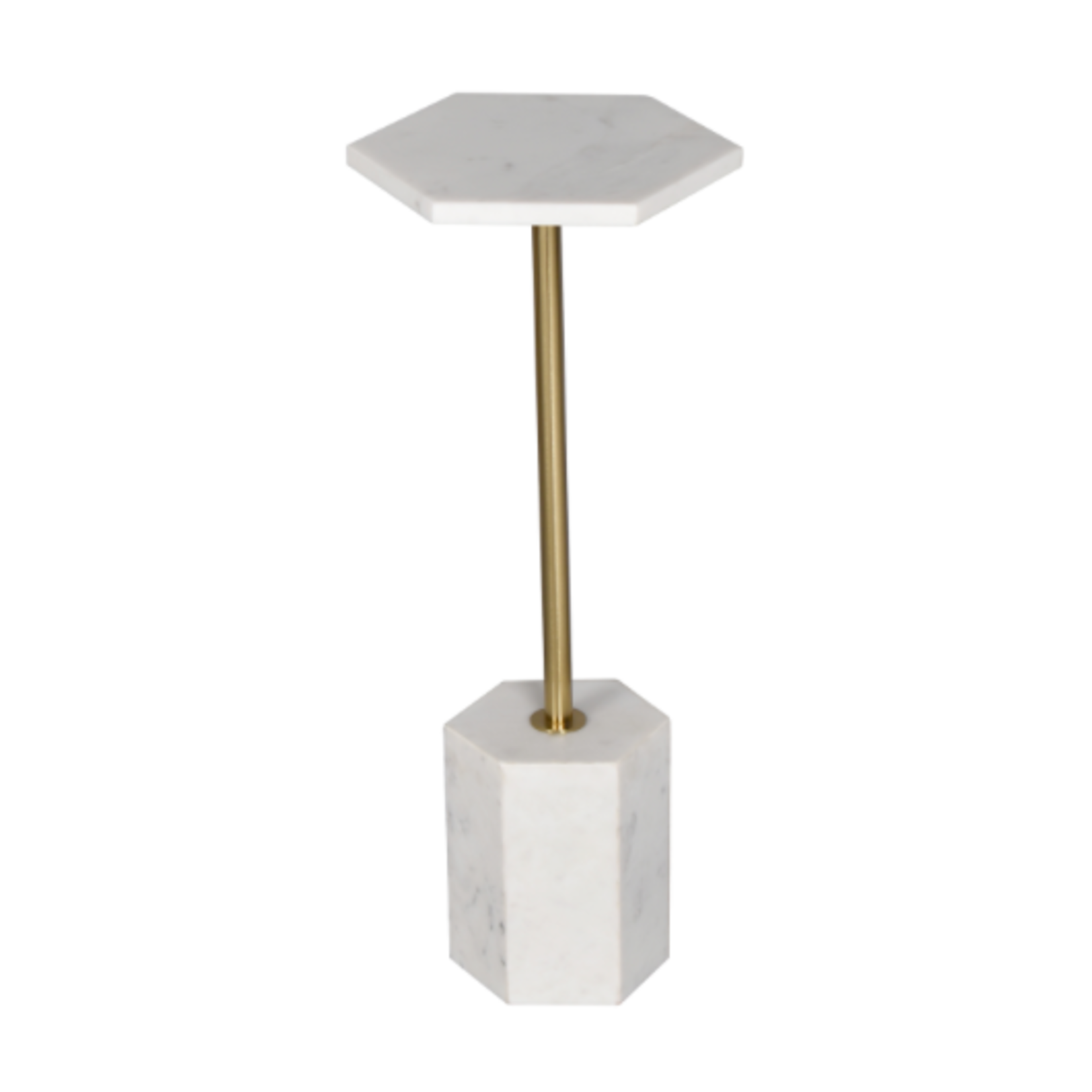 Outside The Box 23" Hexagon White Marble Drinking Table