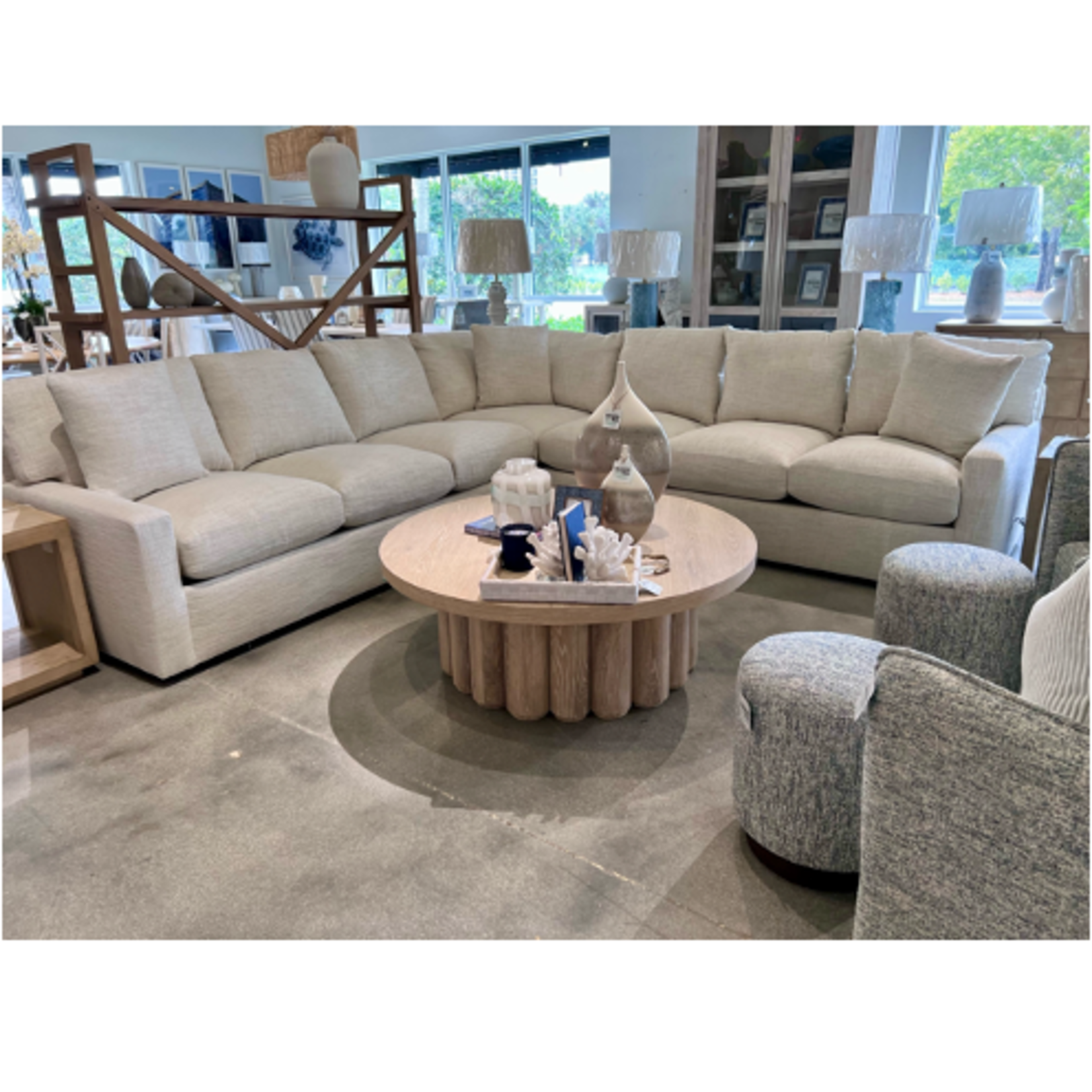 Outside The Box 116x116 Concord Bone White 3 Seat Harmony Cushion Modular Upholstered L-Shape Sectional BU104-43 (AA)