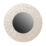 Outside The Box 35" Natural Capiz Shell Hand Crafted Round Mirror
