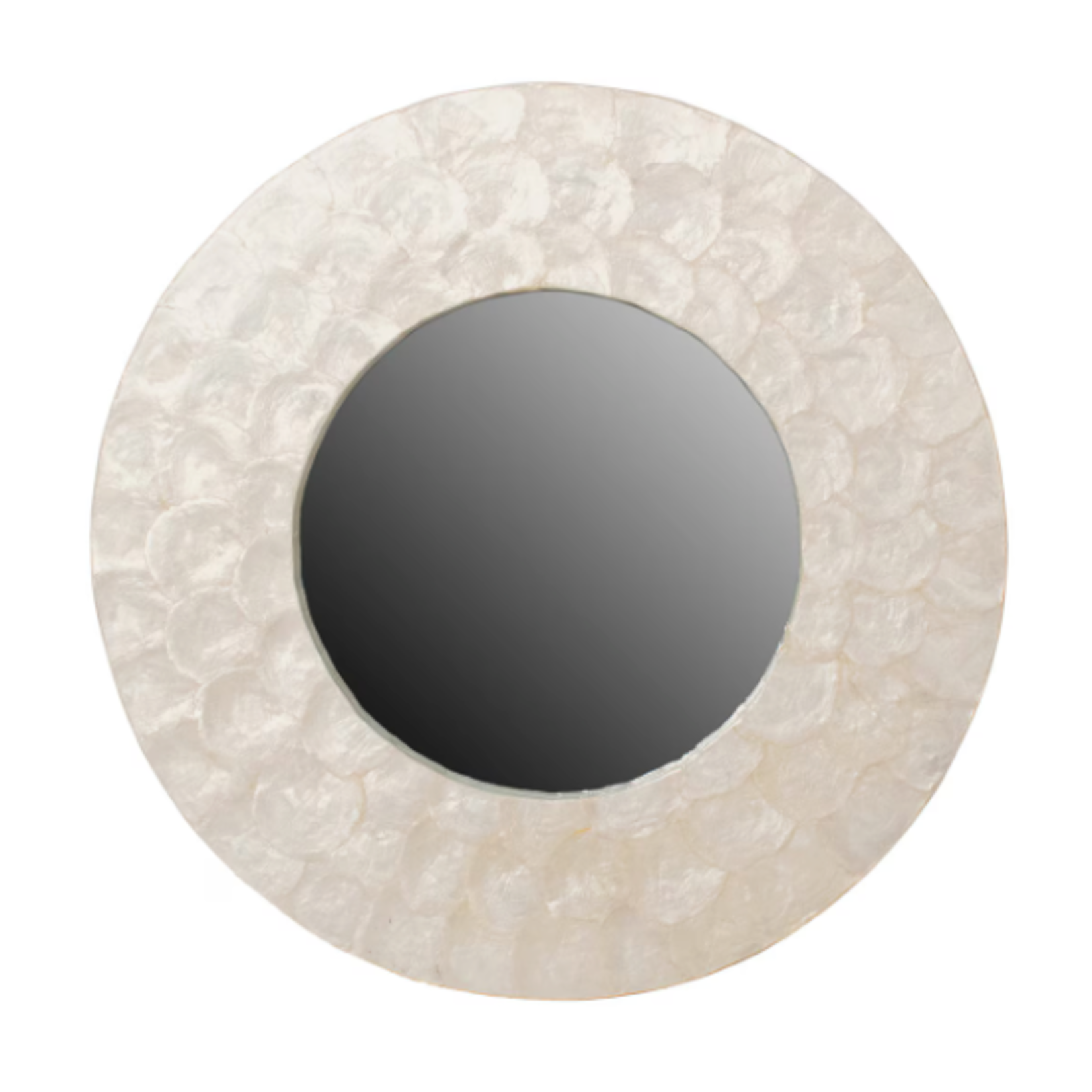 Outside The Box 35" Natural Capiz Shell Hand Crafted Round Mirror
