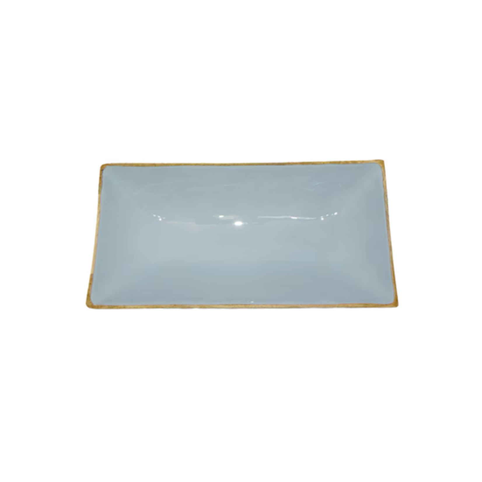 Outside The Box 20" Blue Enamel Mango Wood Rectangular Tray