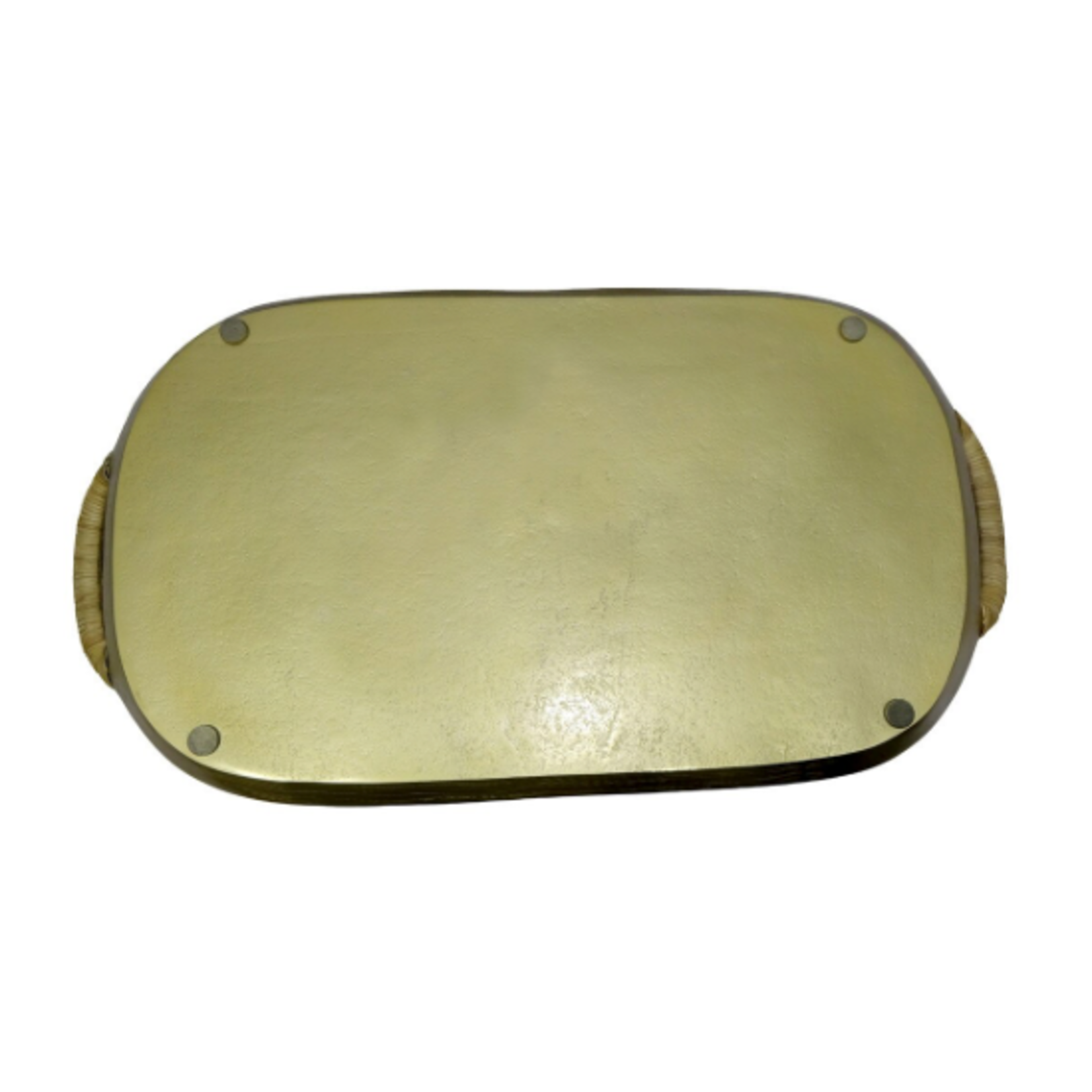 Outside The Box 26" Blue Enamel Aluminum Tray W/ Rattan Wrapped Handles