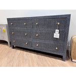 Outside The Box 58x20x34 Kagu Mahogany 6 Drawer Dresser Raffia Deep Blue - RFDB
