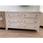 Outside The Box 58x20x34 Kagu Mahogany 6 Drawer Dresser Raffia White Wash - RFWW