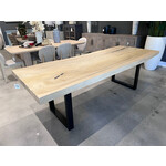 Outside The Box 96x38 Live Edge Gray Bleached Chamcha Wood Dining Table W / Satin Black Base