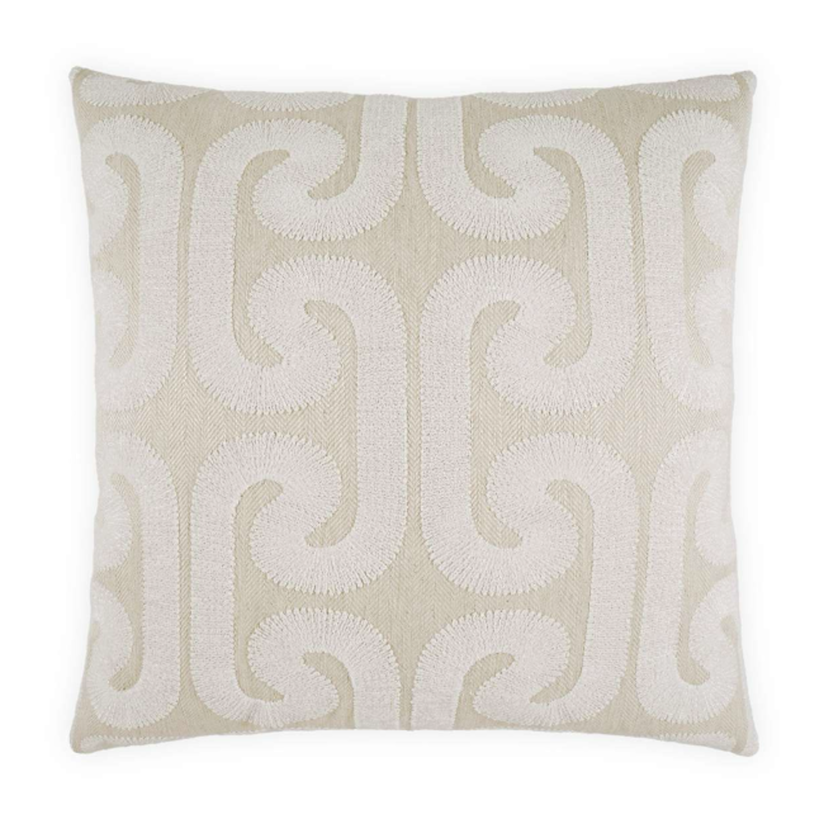 Outside The Box 24x24 Hathaway  Embroidered Square Feather Down Pillow In Pearl - DV KAP