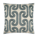 Outside The Box 24x24 Hathaway  Embroidered Square Feather Down Pillow In Sky - DV KAP