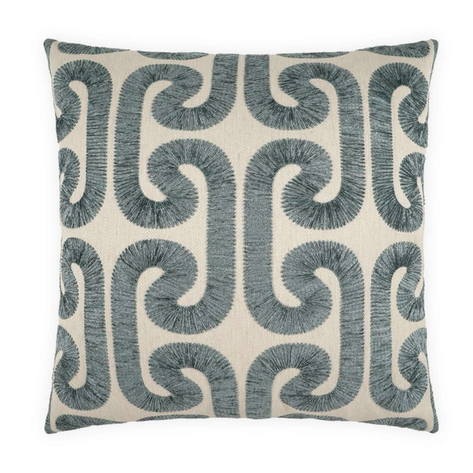 Outside The Box 24x24 Hathaway  Embroidered Square Feather Down Pillow In Sky - DV KAP