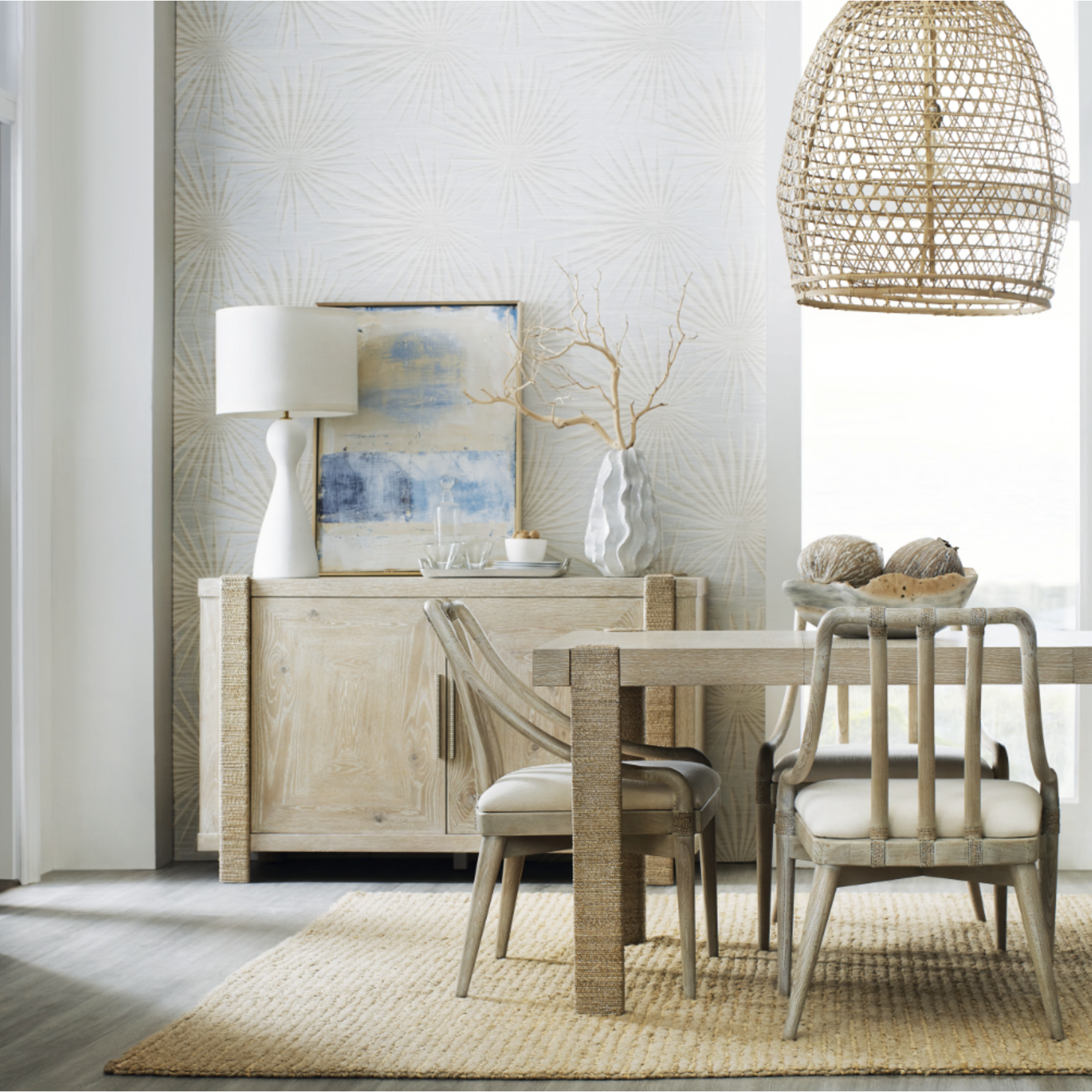 Outside The Box 44" Extends To 66" Seaside Natural Rope Wrapped Legs Dining Table