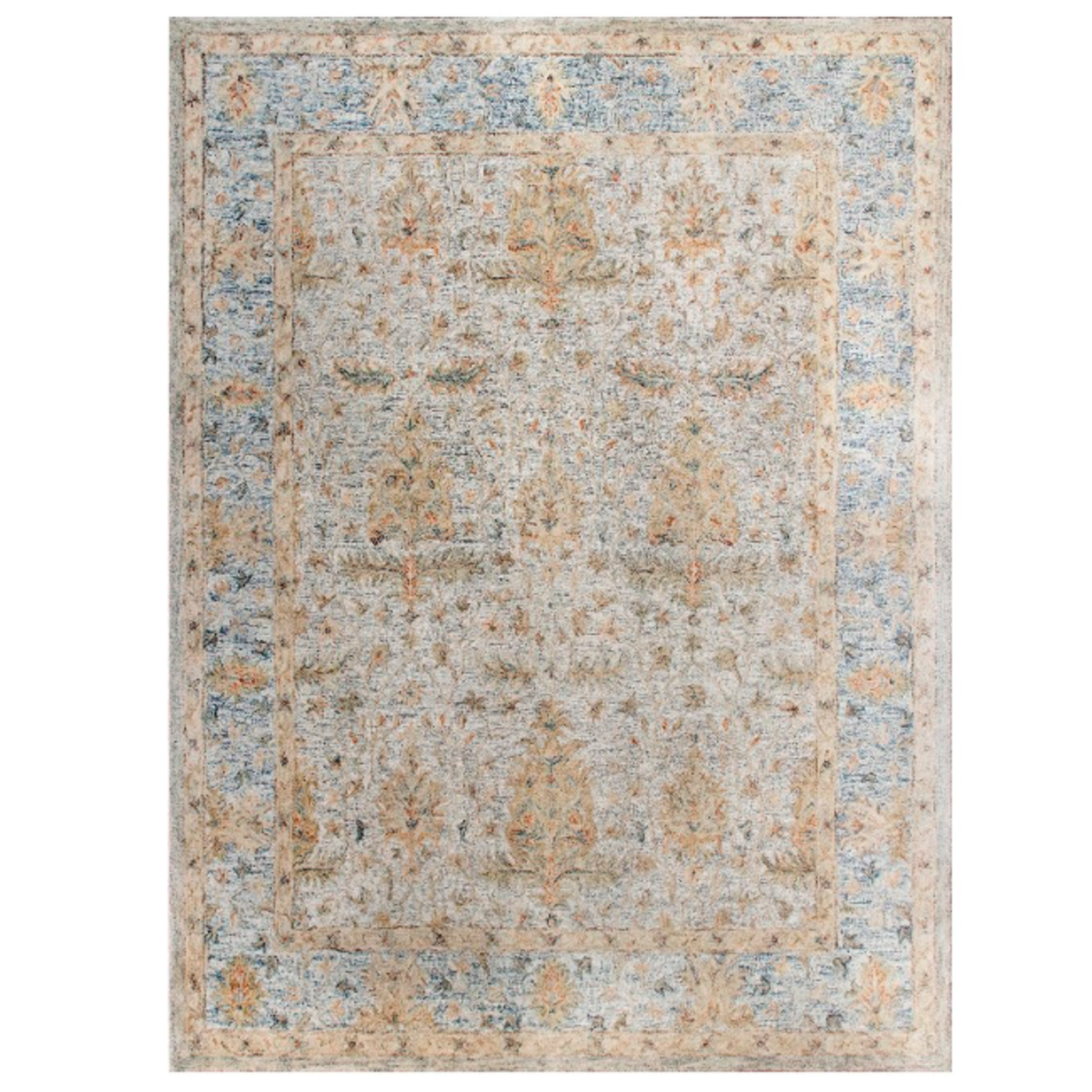 Outside The Box 9' x 12' Vintage 100% Wool Hand-Tufted Area Rug In Ivory Blue - 81924