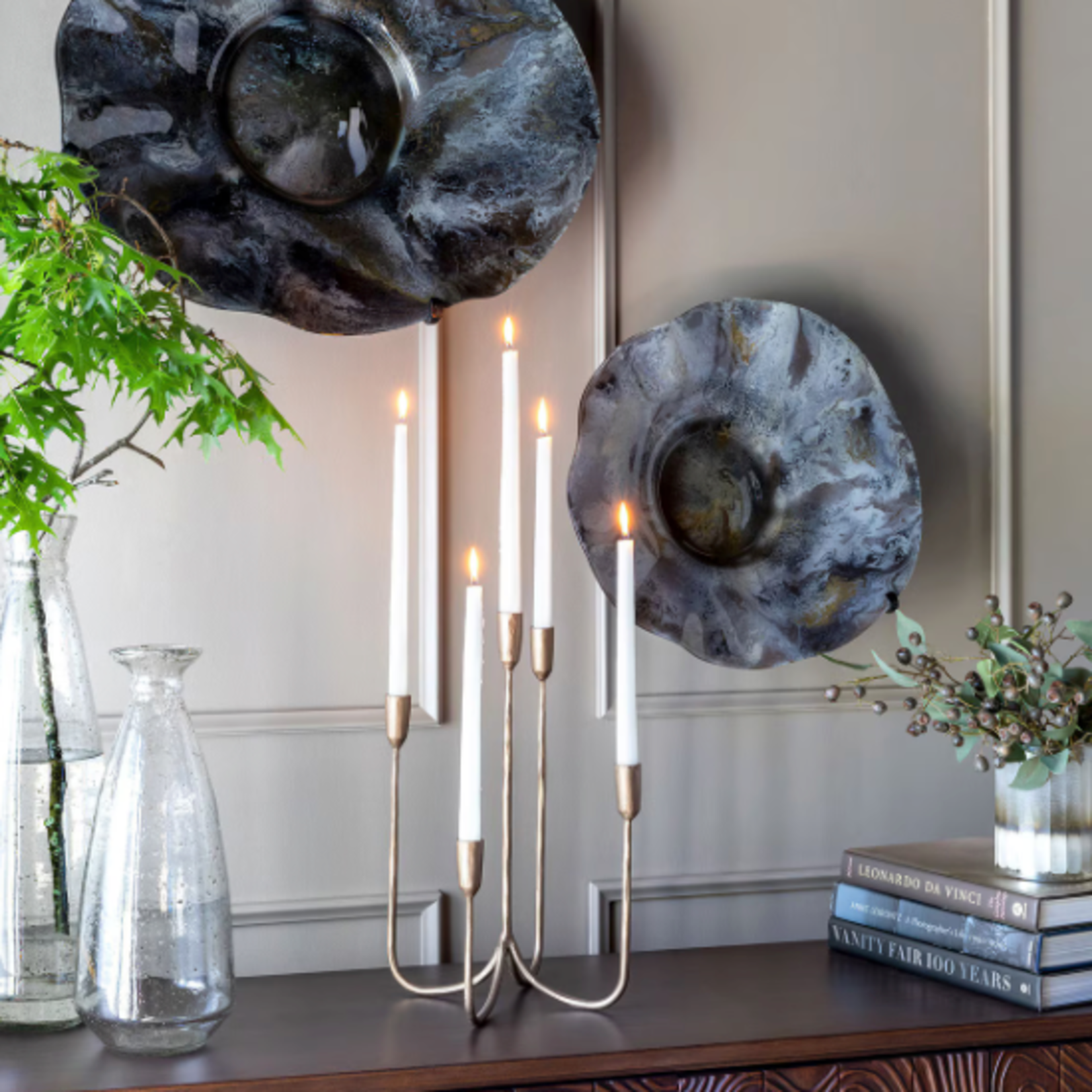 Outside The Box 17" Forged 100% Iron 5 Candle Candelabra