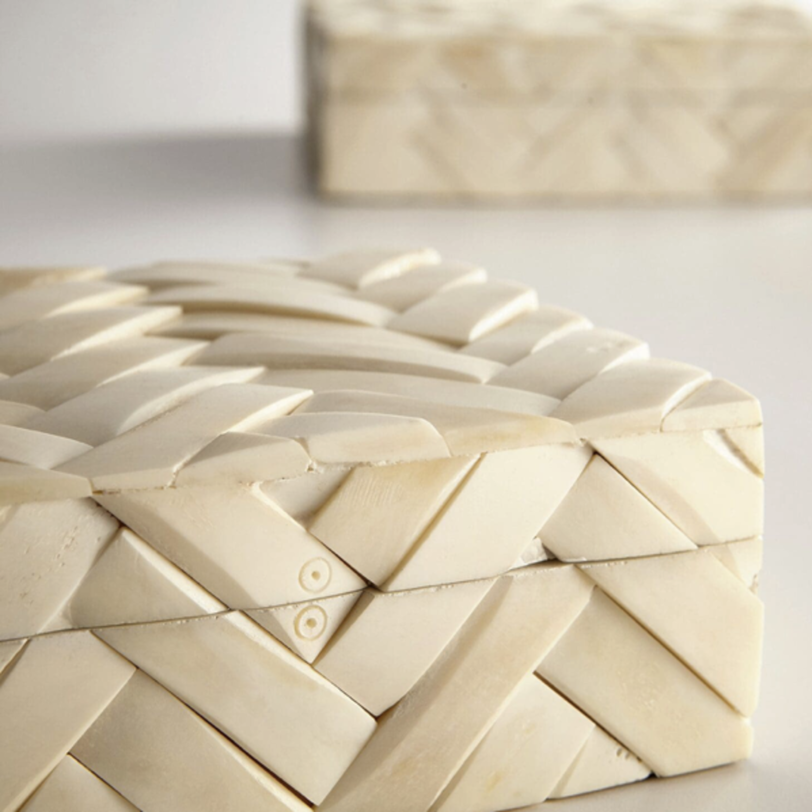 Outside The Box 6x6x3 Cumberland White Bone Inlay Decorative Box
