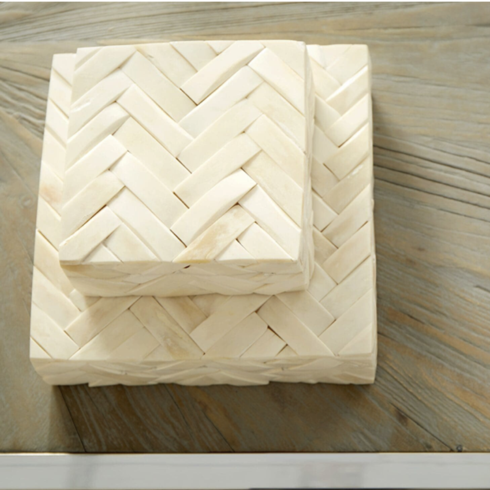 Outside The Box 6x6x3 Cumberland White Bone Inlay Decorative Box