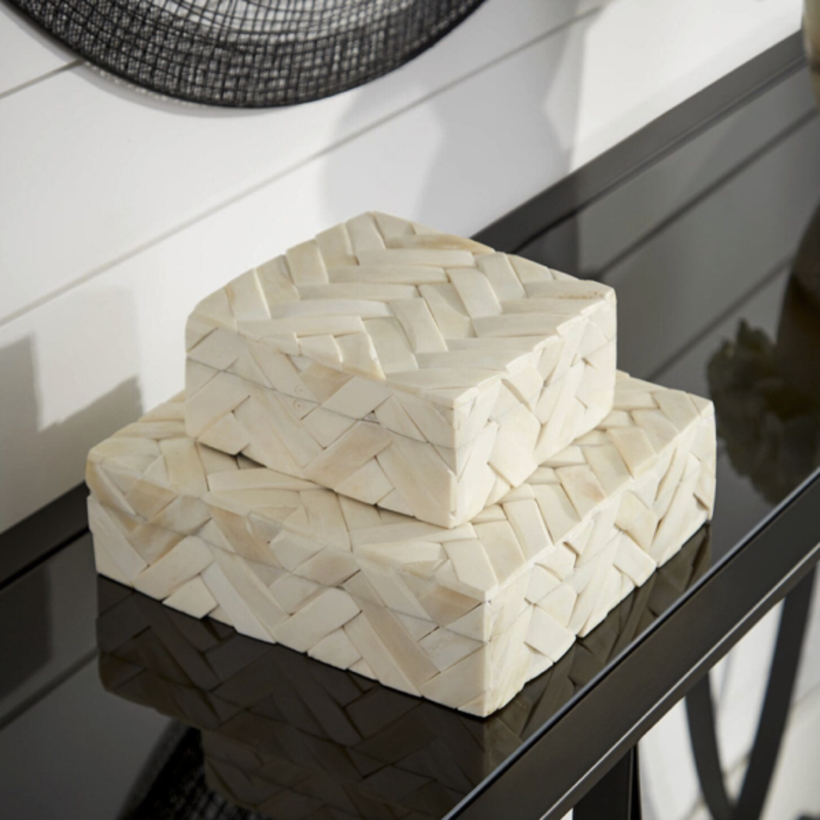 Outside The Box 6x6x3 Cumberland White Bone Inlay Decorative Box