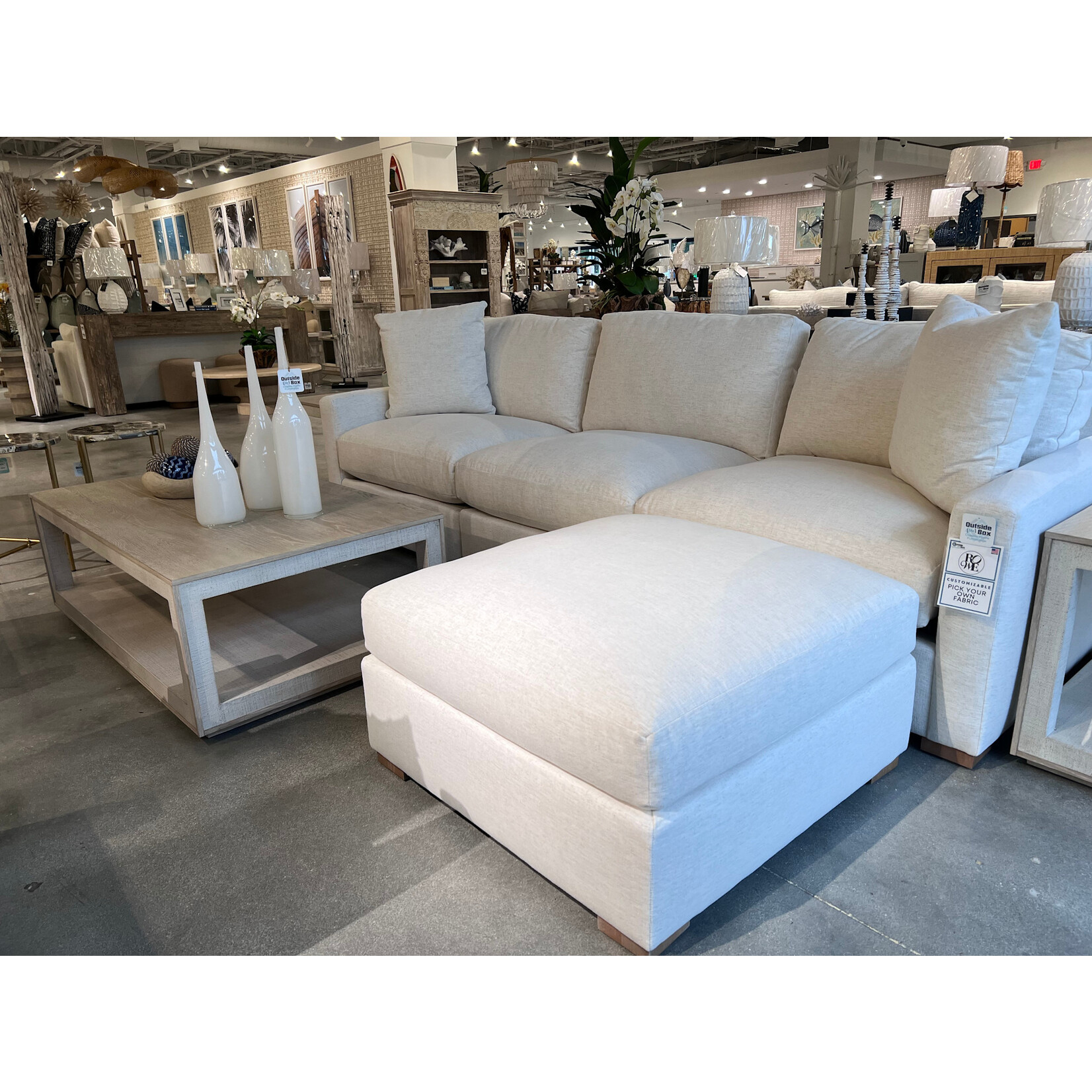Outside The Box 115" Asher Nomad Snow Kid Proof Harmony Cushion Lounge Modular Upholstered Sofa With Ottoman 102CR-19 (Z)