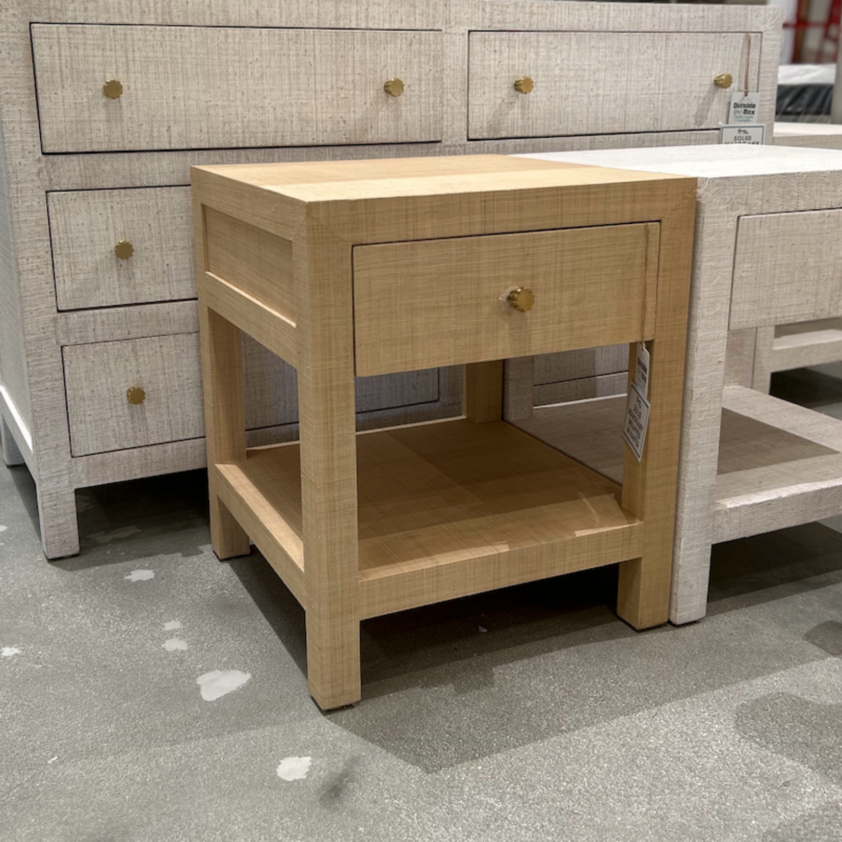 Outside The Box 20x20x24 Set Of 2 Kagu Mahogany 1 Drawer Nightstand Raffia Natural - RFRW