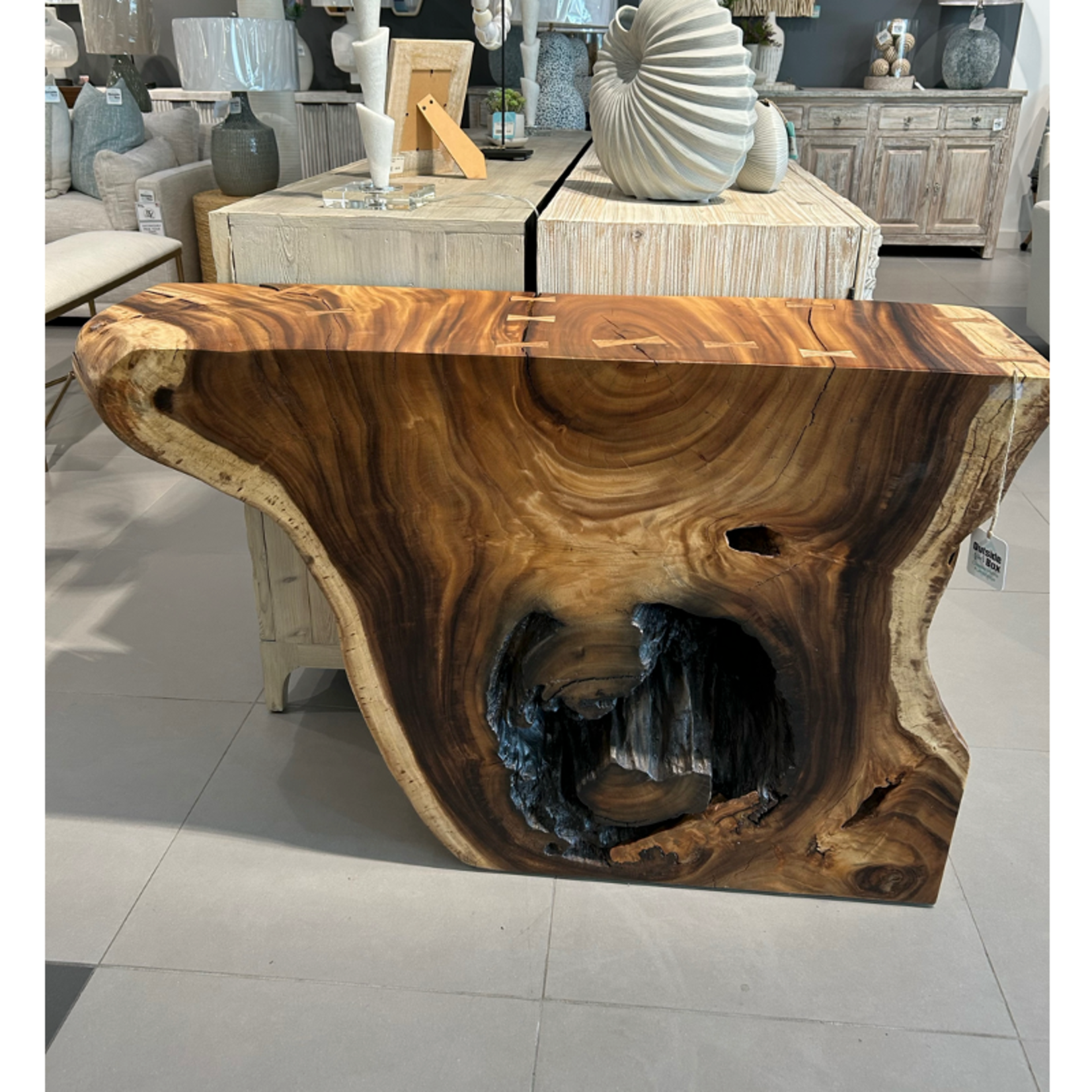 Outside The Box 48x15x32 Live Edge Solid Monkey Wood Console Table #4