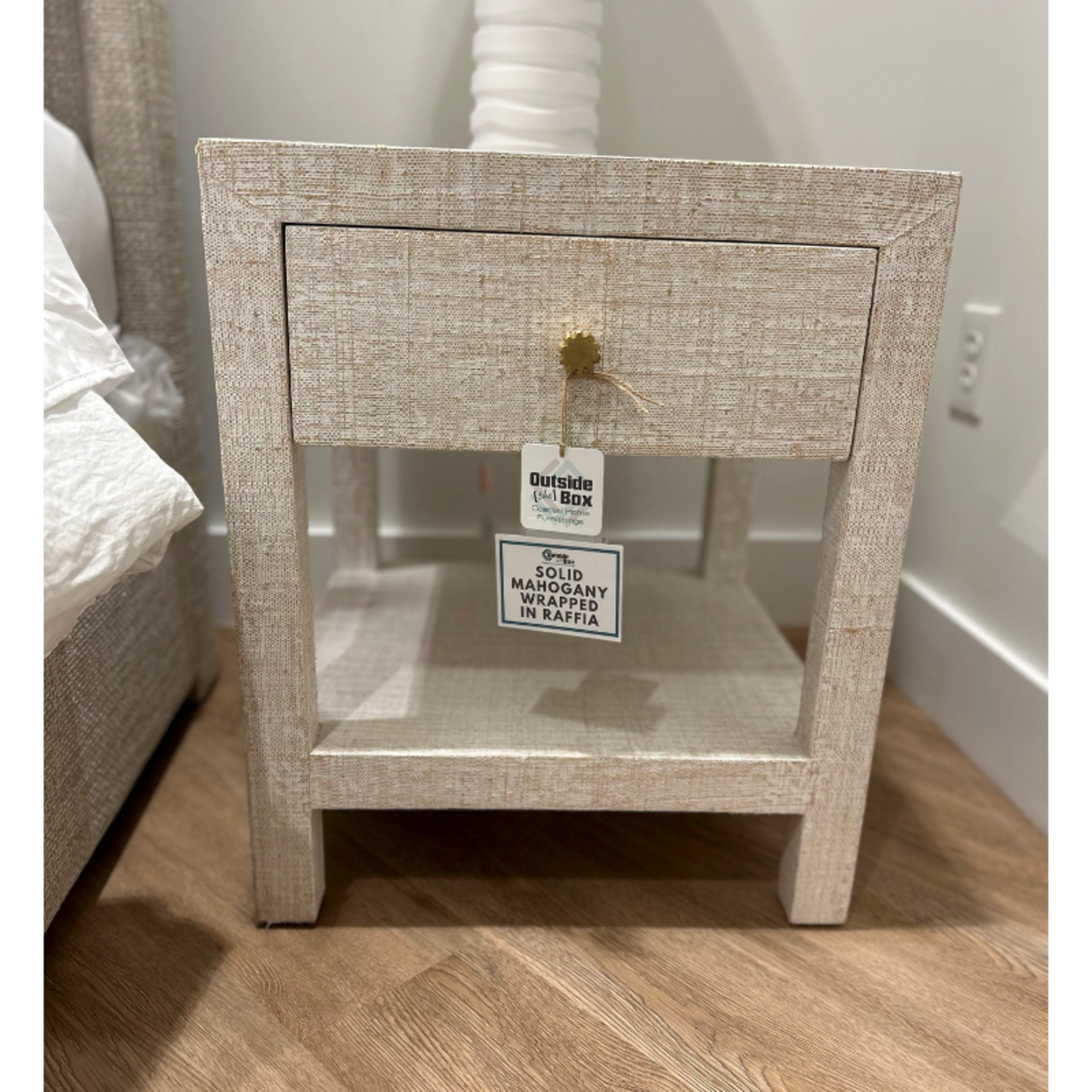 Outside The Box 20x20x24 Set Of 2 Kagu Mahogany 1 Drawer Nightstand Raffia White Wash - RFWW