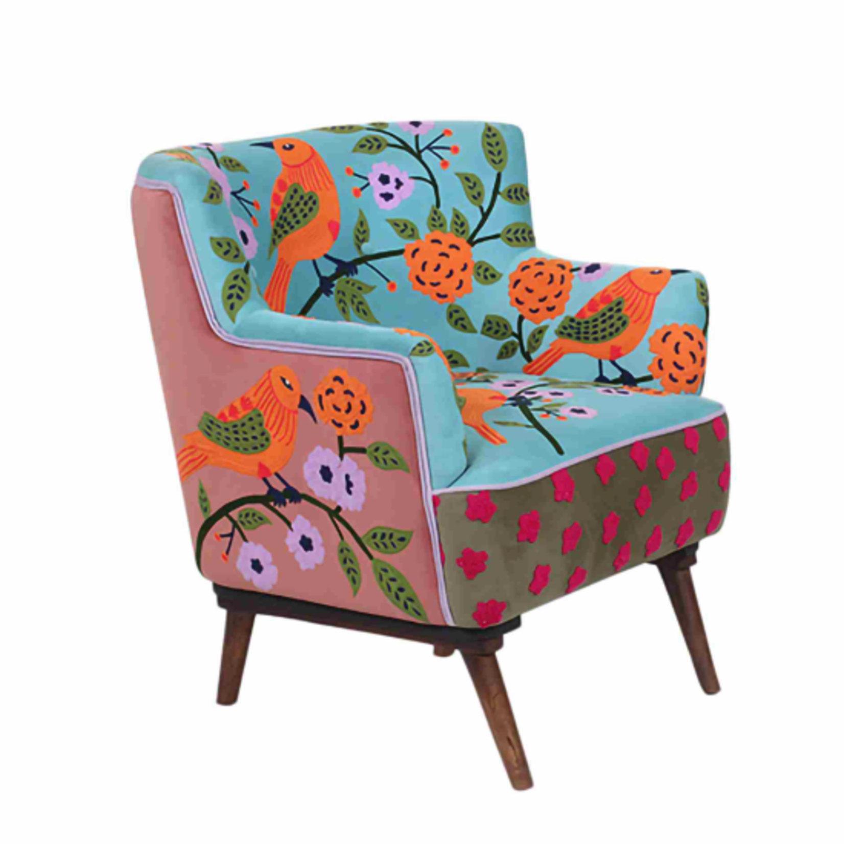 Outside The Box Artisan Tapestry Hand-Made Mango Wood Accent Chair
