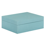 Outside The Box 11" Hampton Shore Raffia Wrapped Decorative Box In Mistral Blue