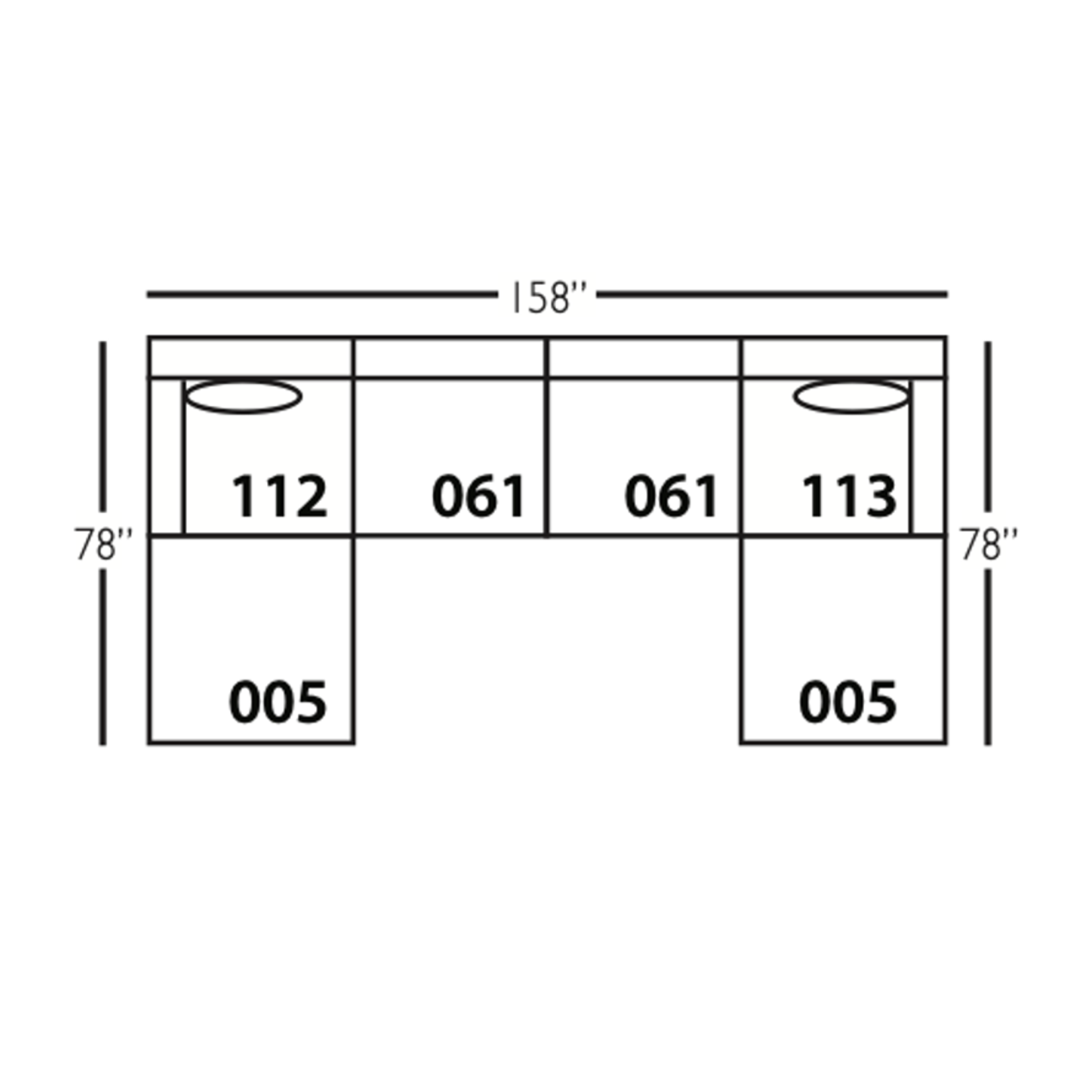 Outside The Box 158x78 Serena Bone Sand Kid Proof Performance 6 Piece Harmony Cushion Modular Upholstered Sectional BU104-50 (AA)