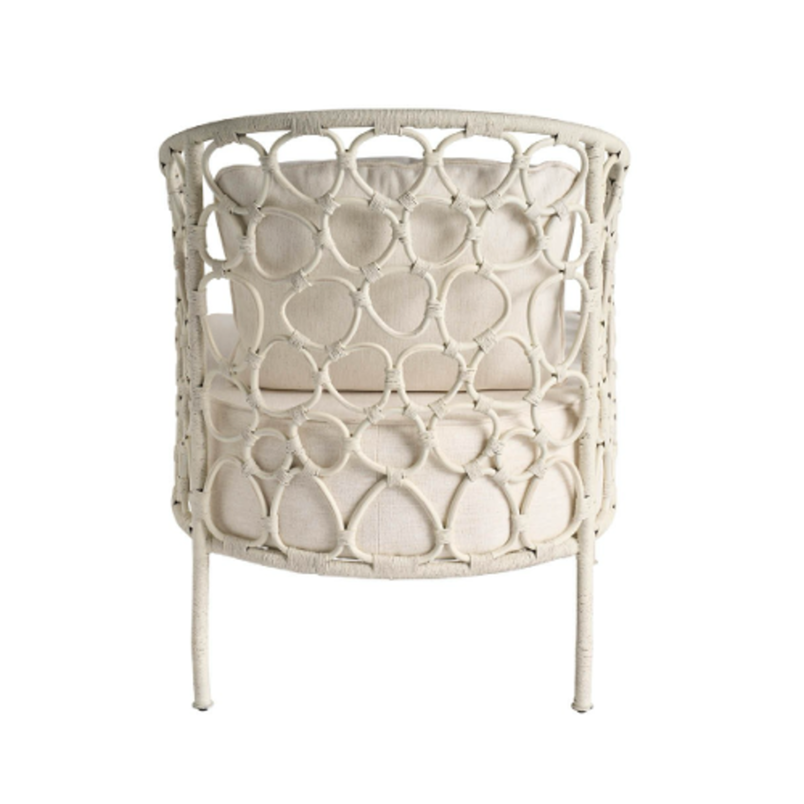 Outside The Box Pebble Escape White Rattan & Nomad Snow Performance Fabric Accent Chair