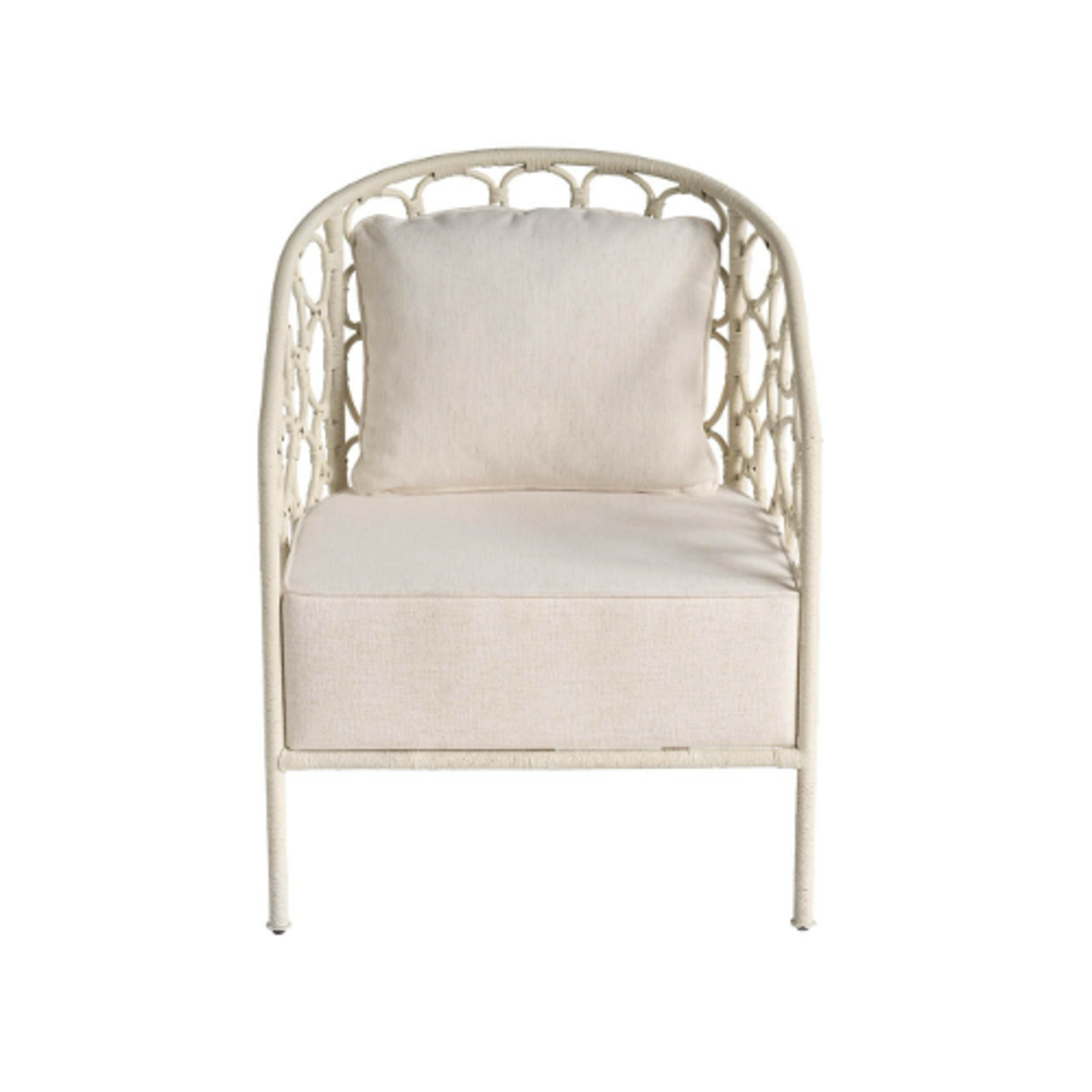 Outside The Box Pebble Escape White Rattan & Nomad Snow Performance Fabric Accent Chair