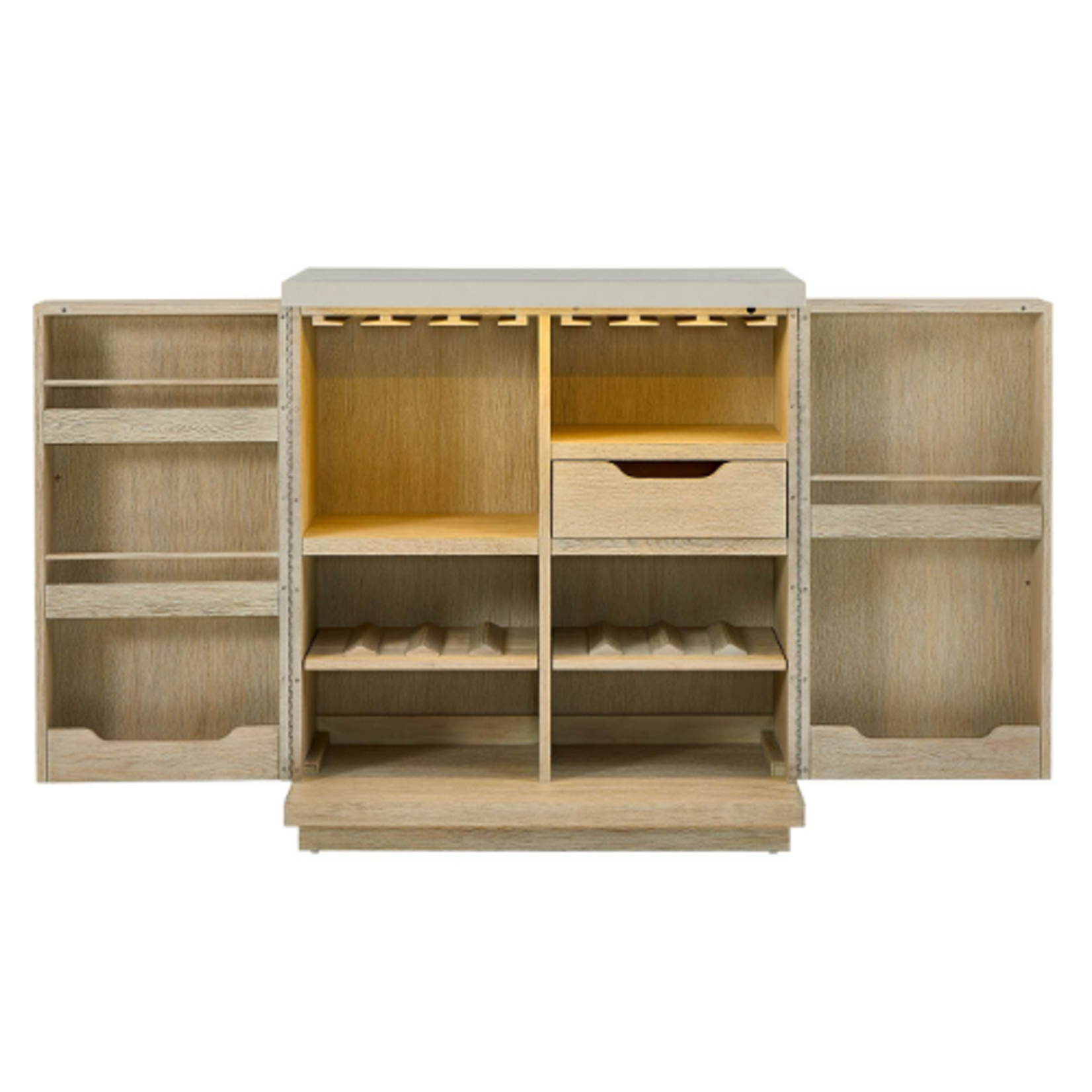 Outside The Box 38x20x42 Dockside Oasis Quartz Top & Natural Oak Bar Cabinet
