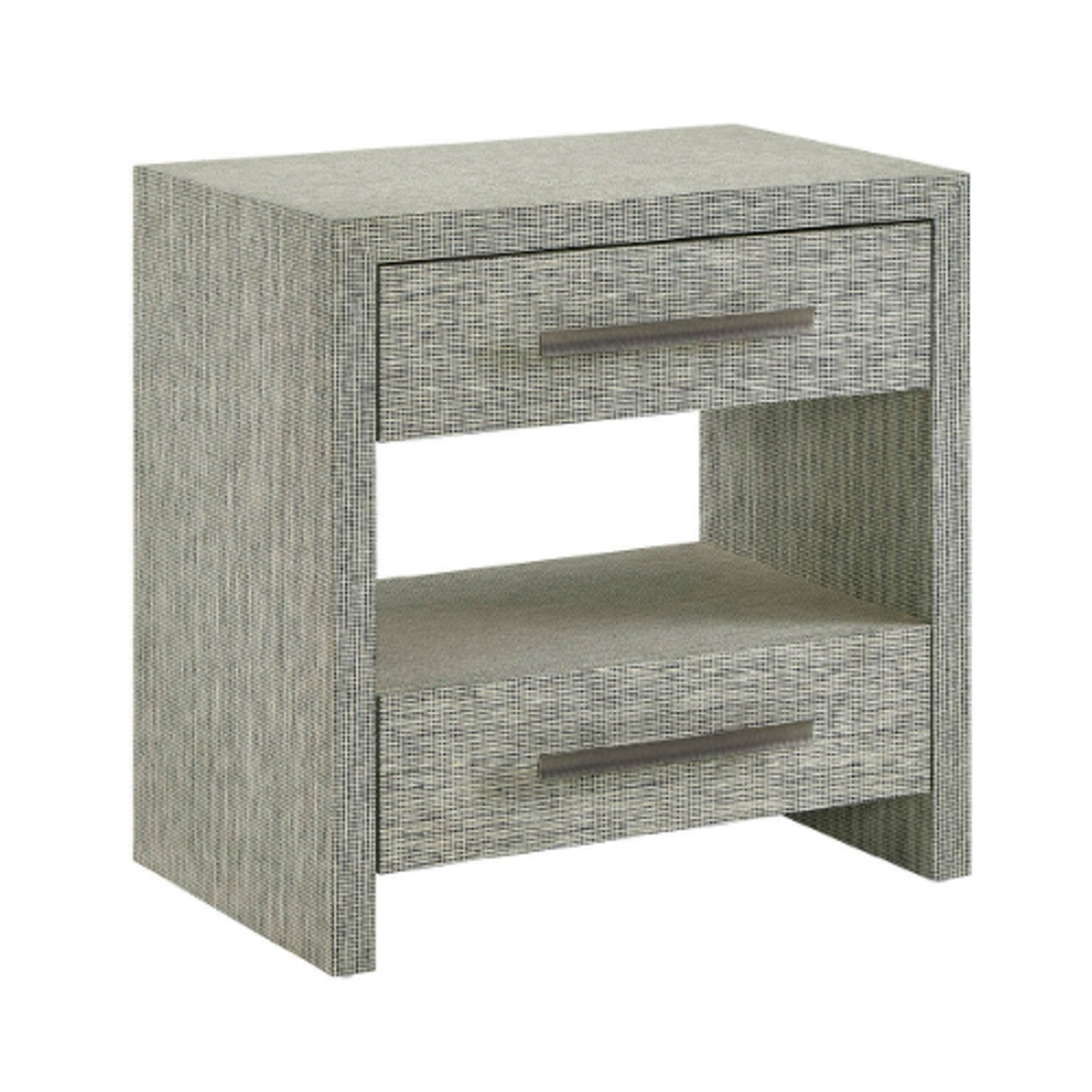 Outside The Box 28x18x28 Seascape Grasscloth Wrapped 2 Drawer Nightstand