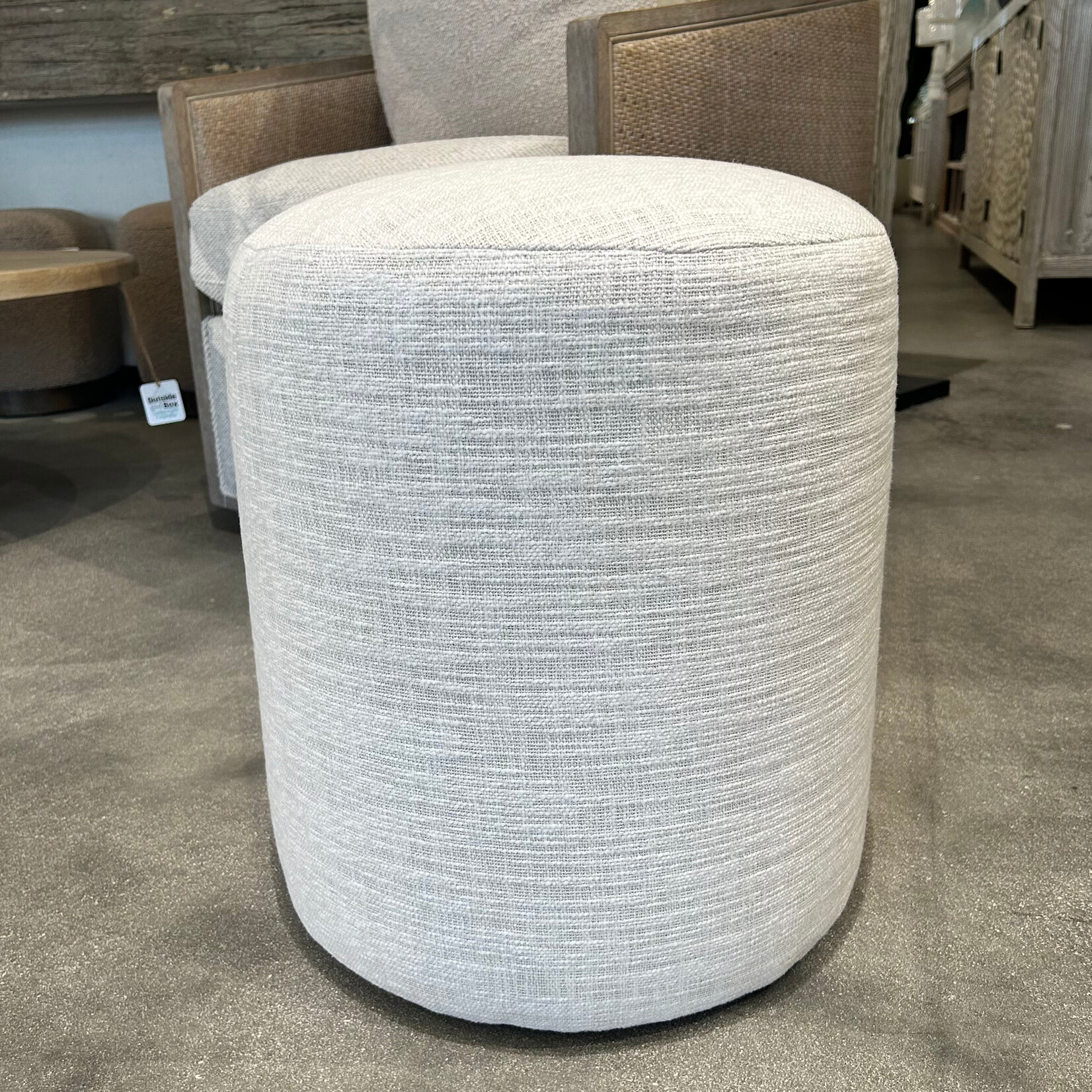 Outside The Box 17x19 Cleo Bone White Kid Proof Performance Round Ottoman BU104-43 (AA)