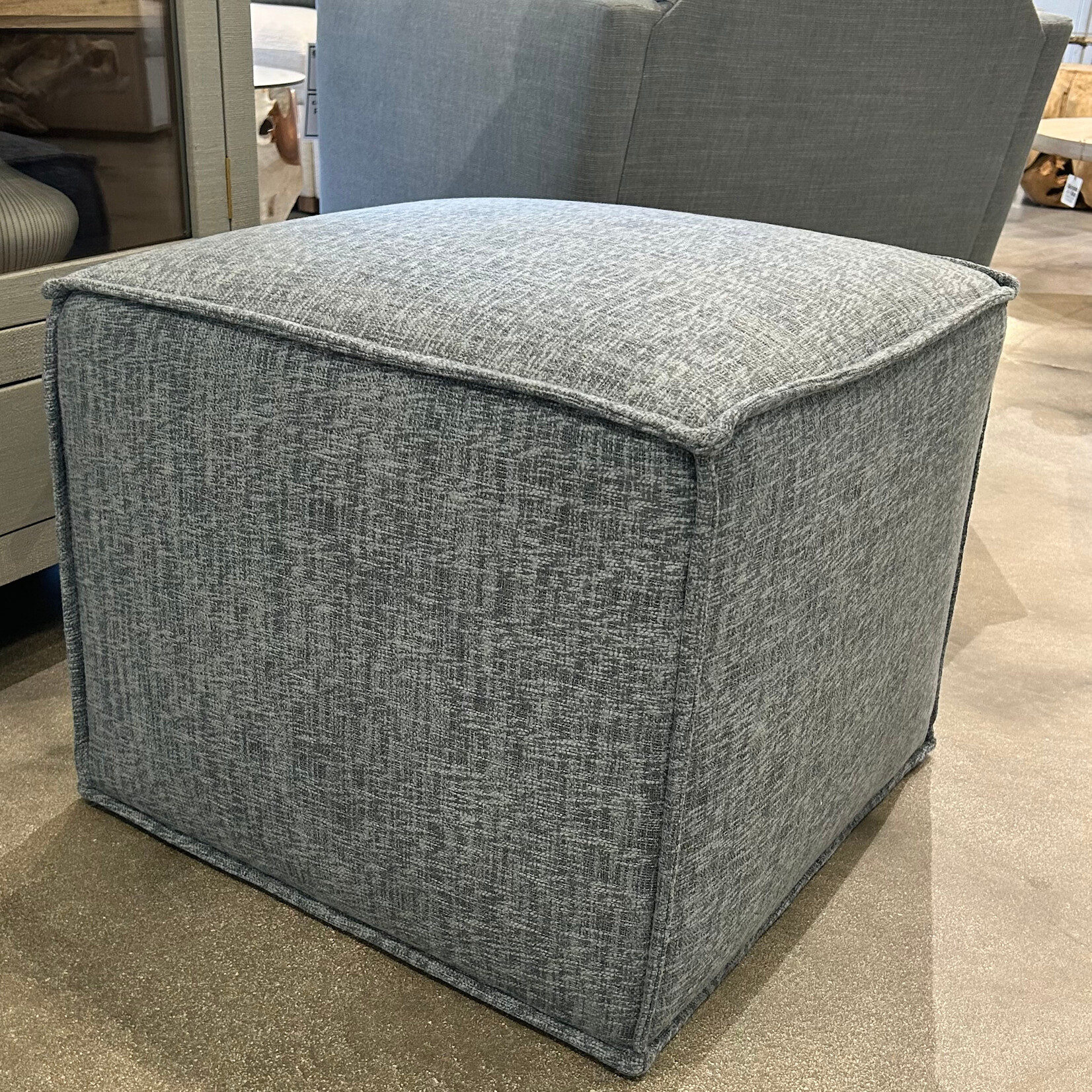 Outside The Box 22x22 Porto Bone Blue Kid Proof Performance Square Pouf Ottoman BU104-02 (AA)