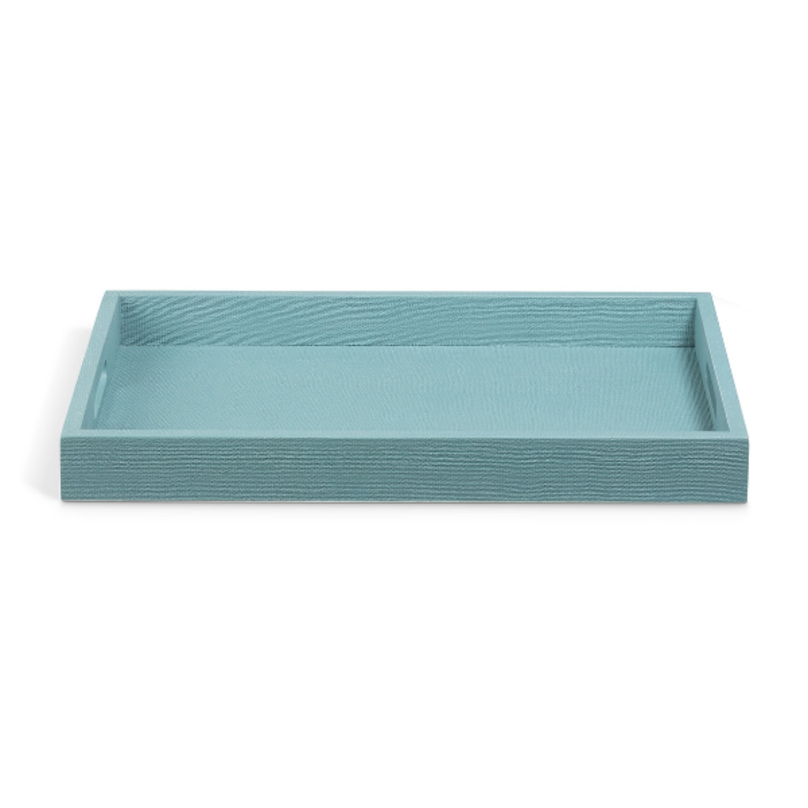 Outside The Box 20x14 Hampton Shore Raffia Wrapped Serving Tray In Mistral Blue