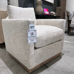 Outside The Box Allie Bone Sand Kid Proof Performance Fabric Upholstered Swivel Chair Washed Oak Base BU104-50 (AA)