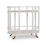 Outside The Box 36x20x34 Cohan Solid Mahogany W / Natural Rattan Bar Cart In White - TRW (QS)