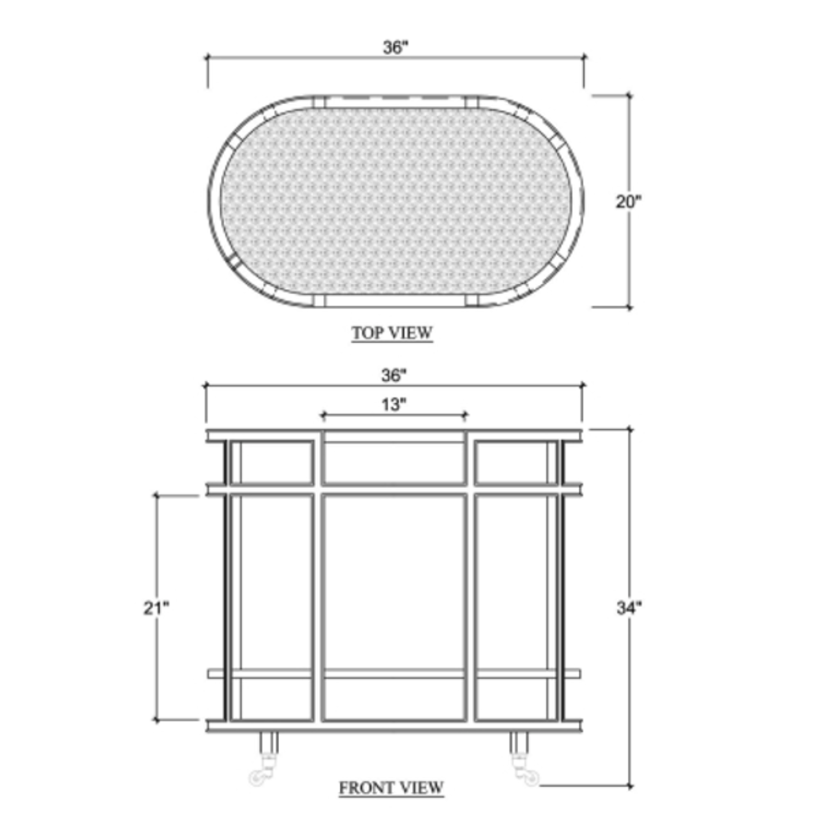 Outside The Box 36x20x34 Cohan Solid Mahogany W / Natural Rattan Bar Cart In White - TRW (QS)